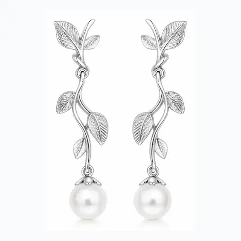 White Gold-Plated Pearl Fashion Earrings RUX-P058-01
